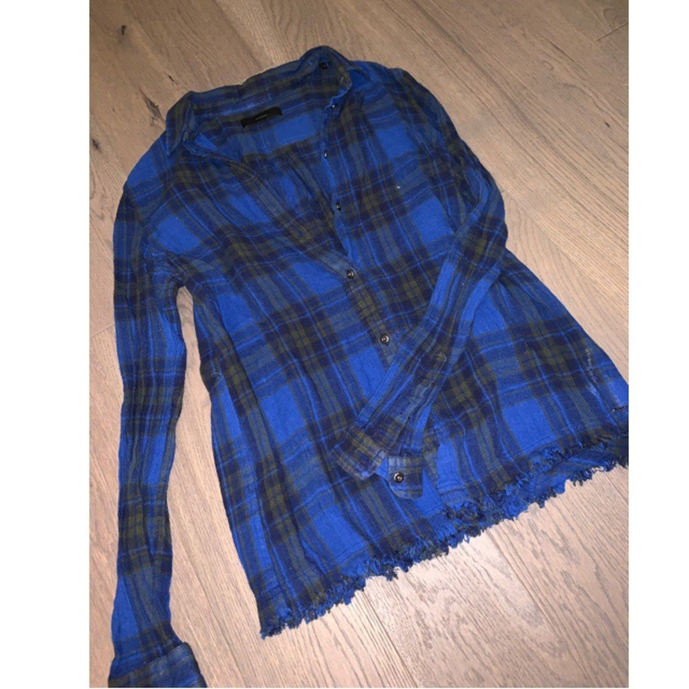 Diesel Plaid Fringe Button Up